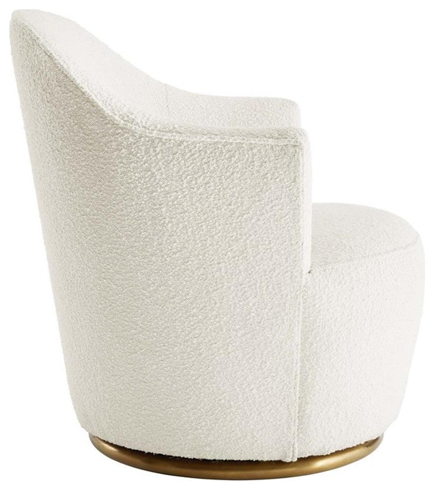Nora Boucle Upholstered Swivel Chair, White