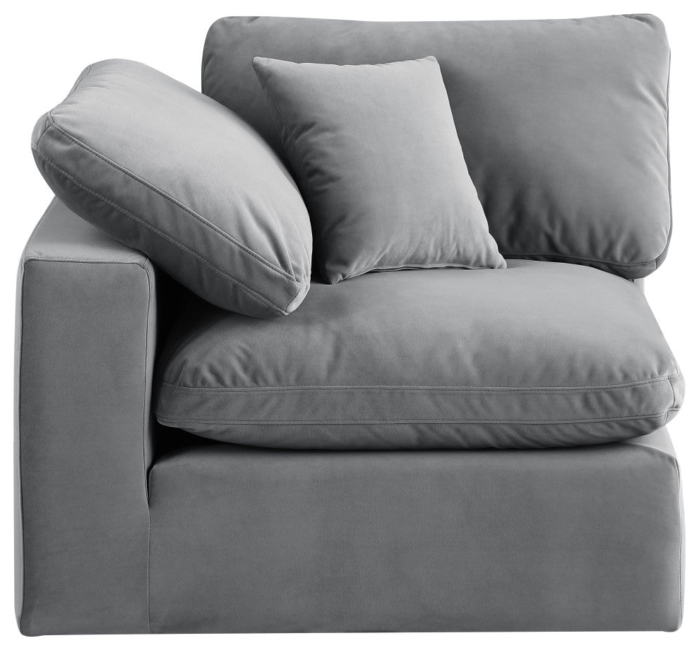 Comfy Beige Linen Textured Fabric Modular Chair, Grey, Velvet, Corner Chair
