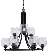 Paramount 9-Light Chandelier, Matte Black, 6" Smoke Bubble Glass