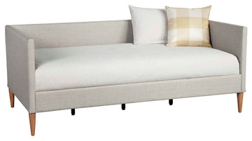 Britney Wooden Day Bed in Light Gray Linen