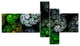 Bright Exotic Spiral Flowers, Abstract Wall Art Canvas, 60"x32", 5 panels