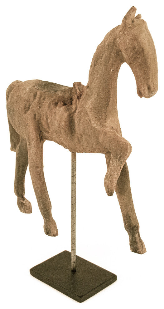 Distressed Resin Horse on Stand