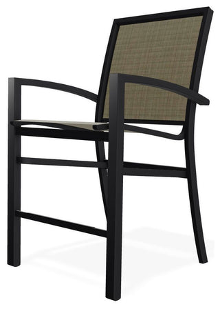 Kendall Sling Balcony Height Stackable Outdoor Stool, Elevation Stone/Black