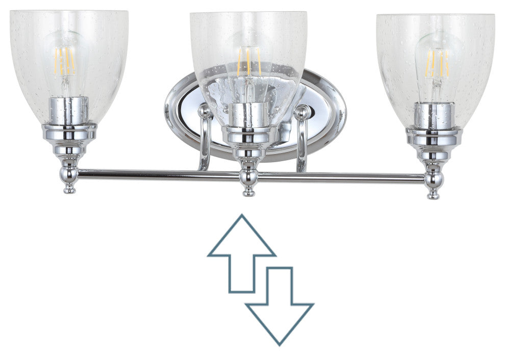 Marais Metal/Glass LED Vanity Light, Chrome, Width: 22.25"