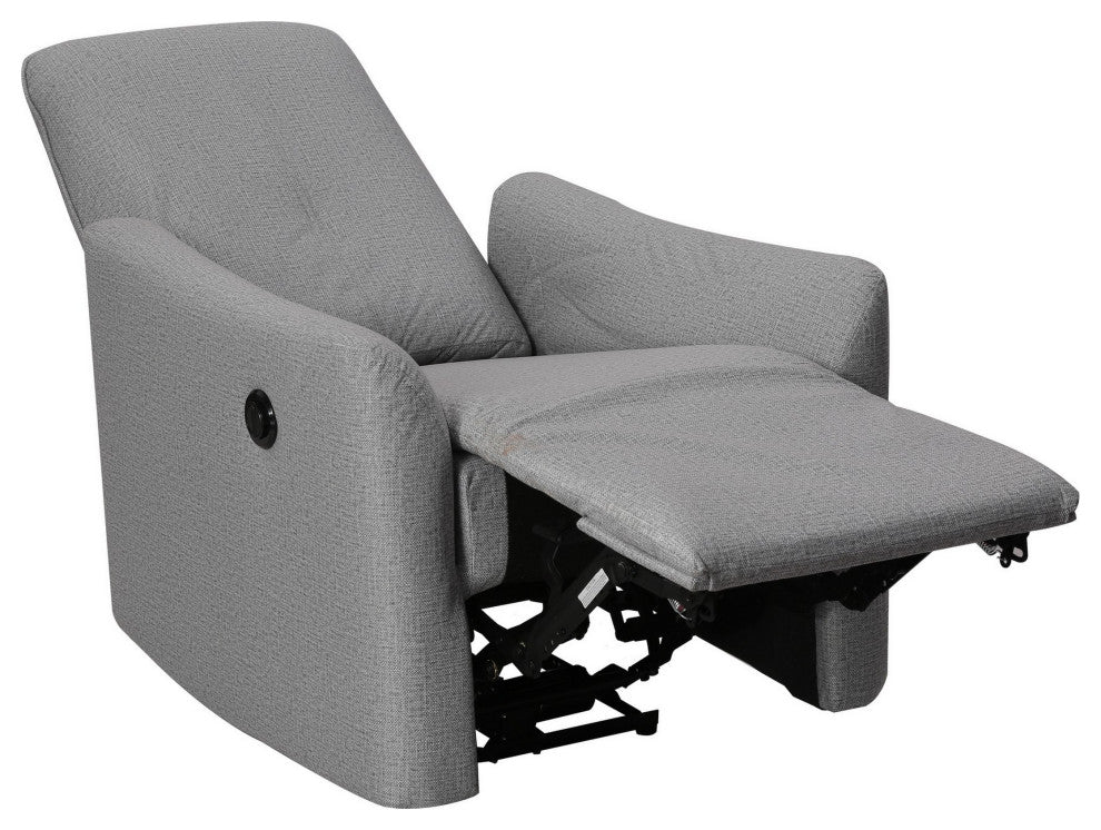 Benzara BM286360 Modern Recliner Chair, Touch Control Button, Gray Fabric