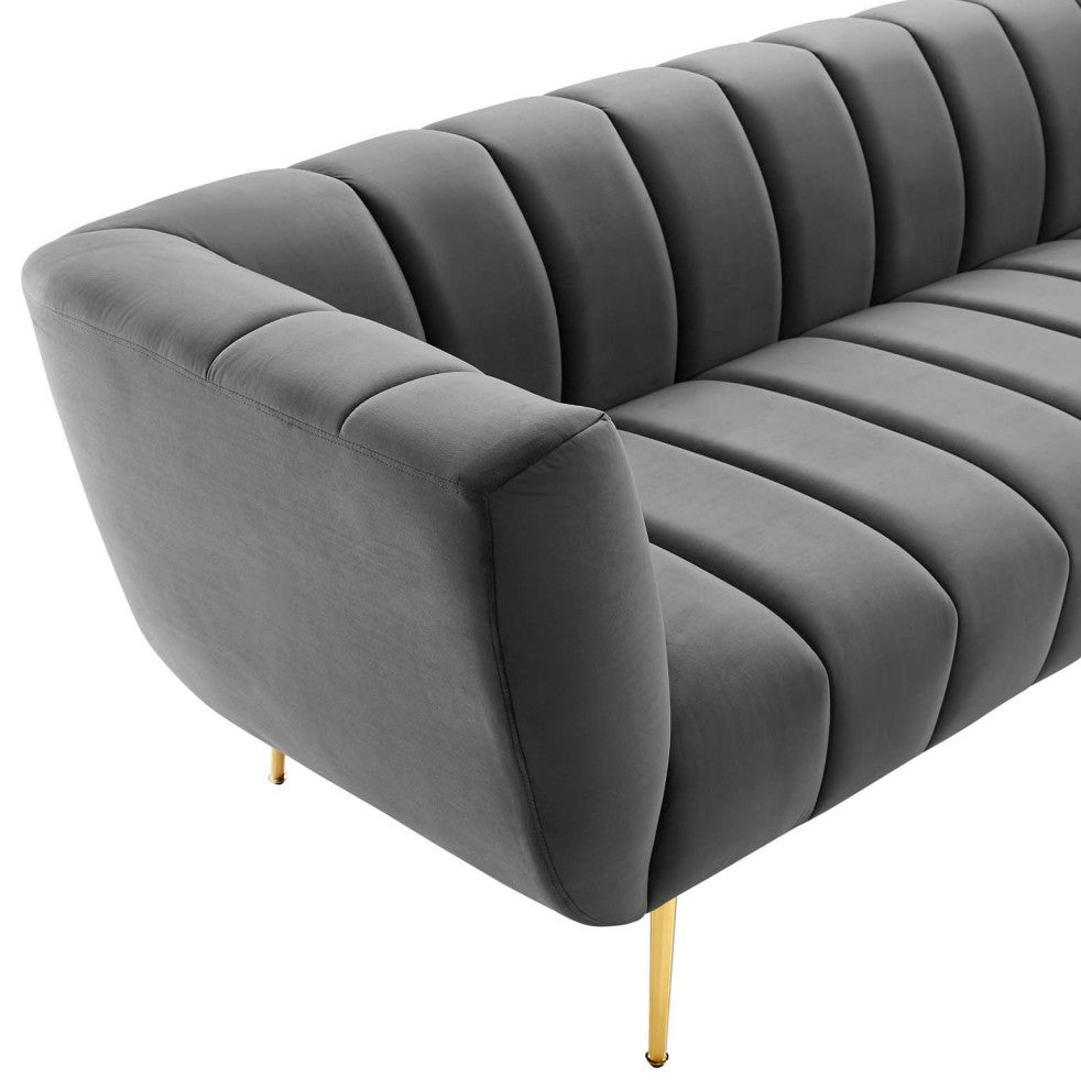 Favour Channel Tufted Performance Velvet Sofa-Gray