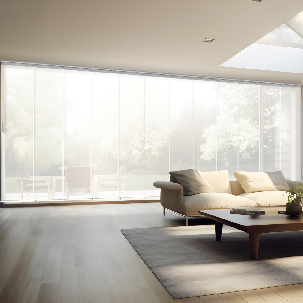 Navajo White 12-Panel Track Extendable Vertical Blinds 140-260"W