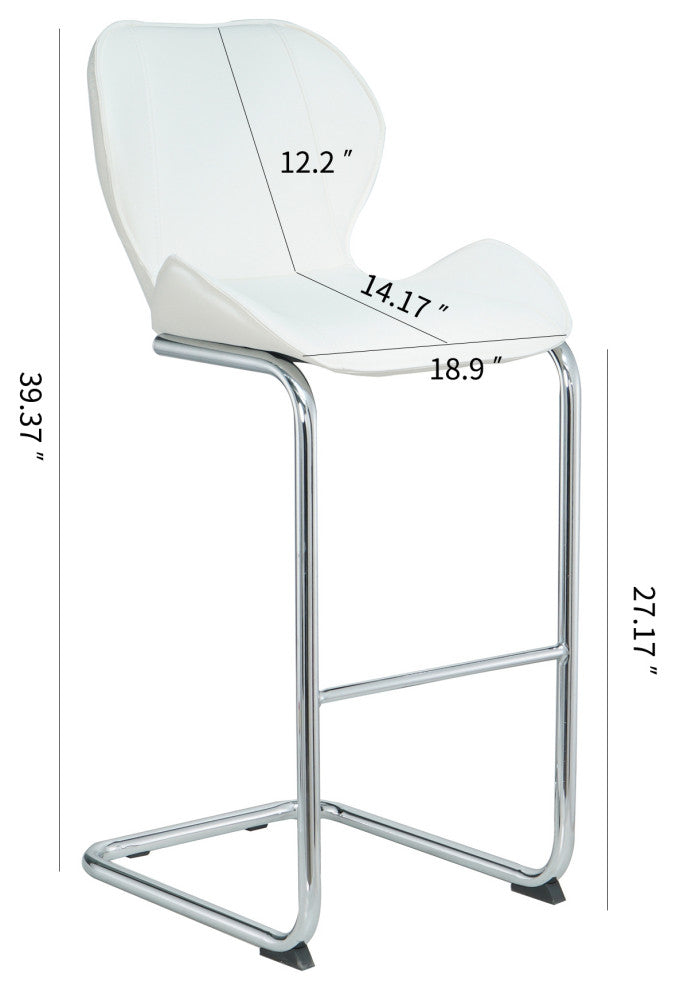 Modern PU 4 Bar chairs with Metal Legs for Dining,kitchen and Bar, White