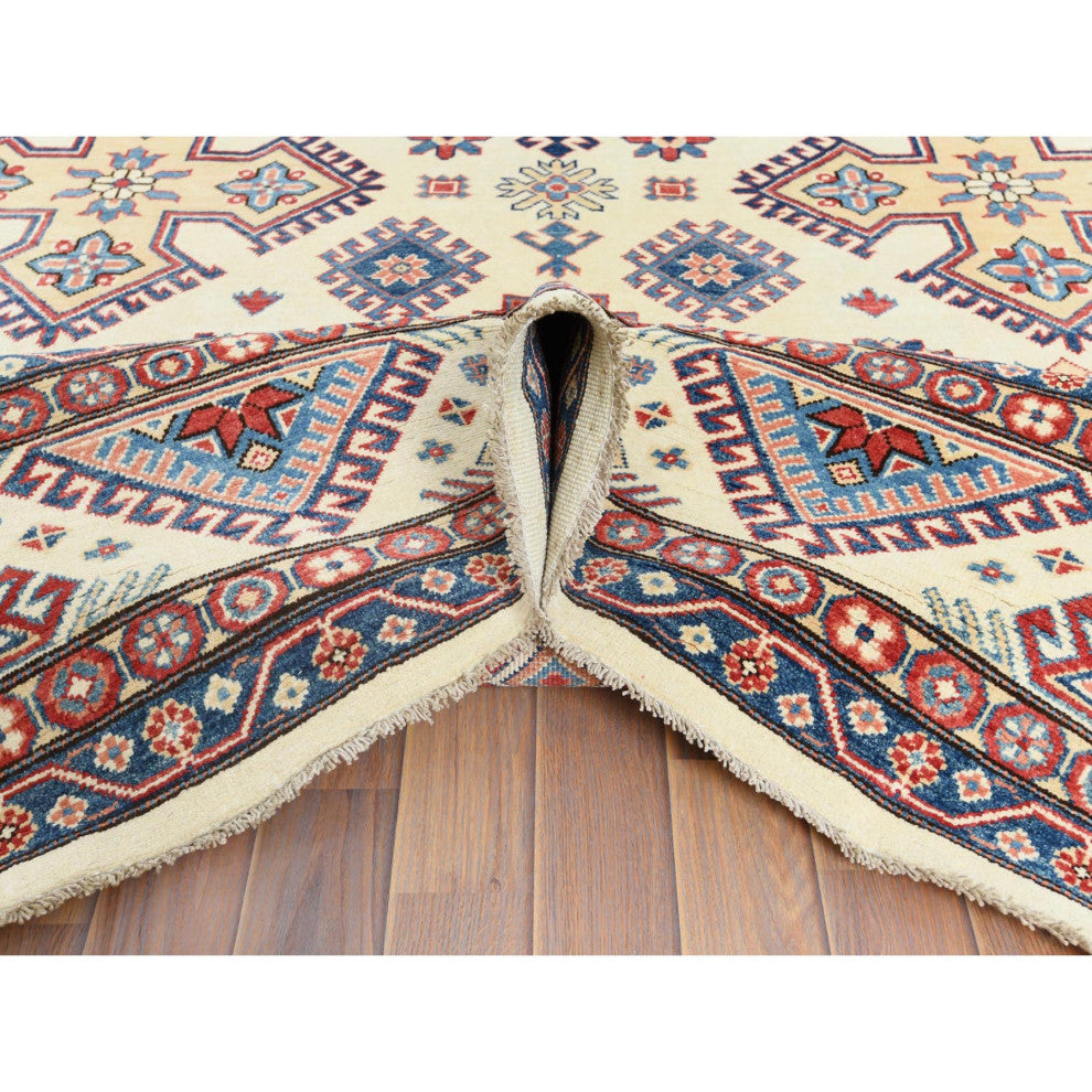 Ivory Afghan Special Kazak Soft Wool Hand Knotted Oriental Rug 9'10" x 13'8"