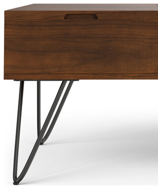 Hunter Solid Mango Wood Lift Top Square Coffee Table, Walnut