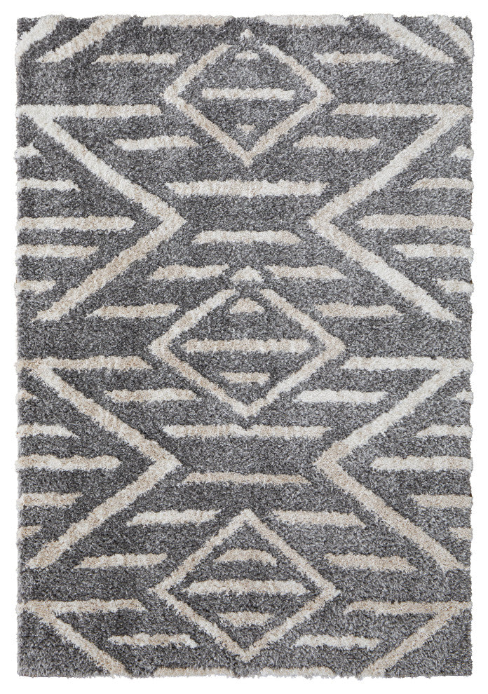 Weave & Wander Caide Contemporary Gray/White Rug, 5'x8'