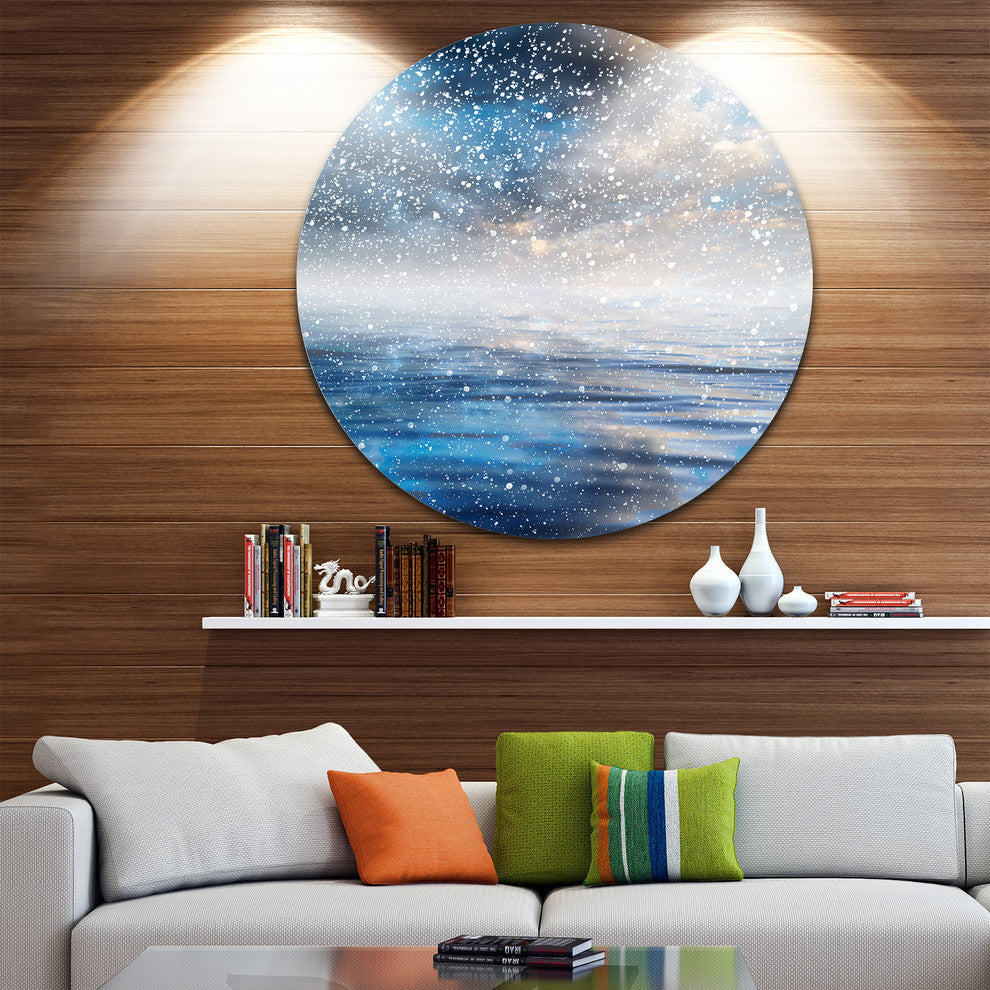 Blue Sky Reflection In The Lake, Skyscape Round Metal Wall Art, 11"
