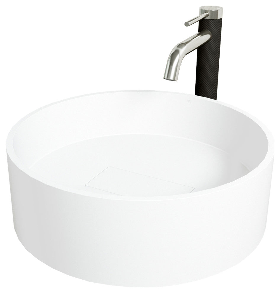 Bryant 15"L x 15"W MatteStone Vessel Sink and Lexington 10"H Faucet Set