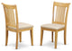 Portland Slat Back Dining Room Chair, Linen Upholstery Seat, Oak- Set of 2