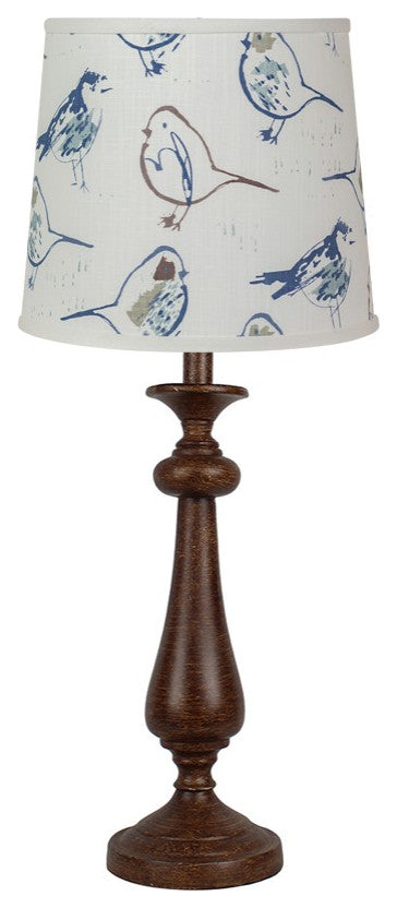 Brown Candlestick Modern Birds Shade Table Lamp
