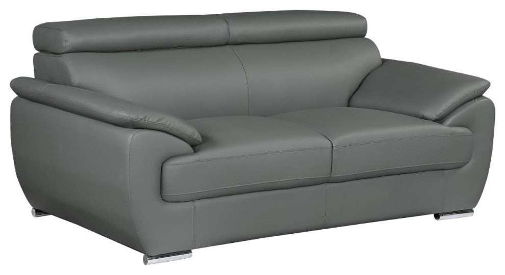 Nestore Premium Genuine Leather Match Loveseat Gray