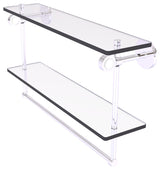 Clearview 22" Double Glass Vanity Shelf with Towel Bar, Polished Chrome
