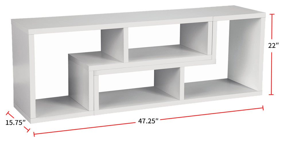 Convertible TV Console And Bookcase, White