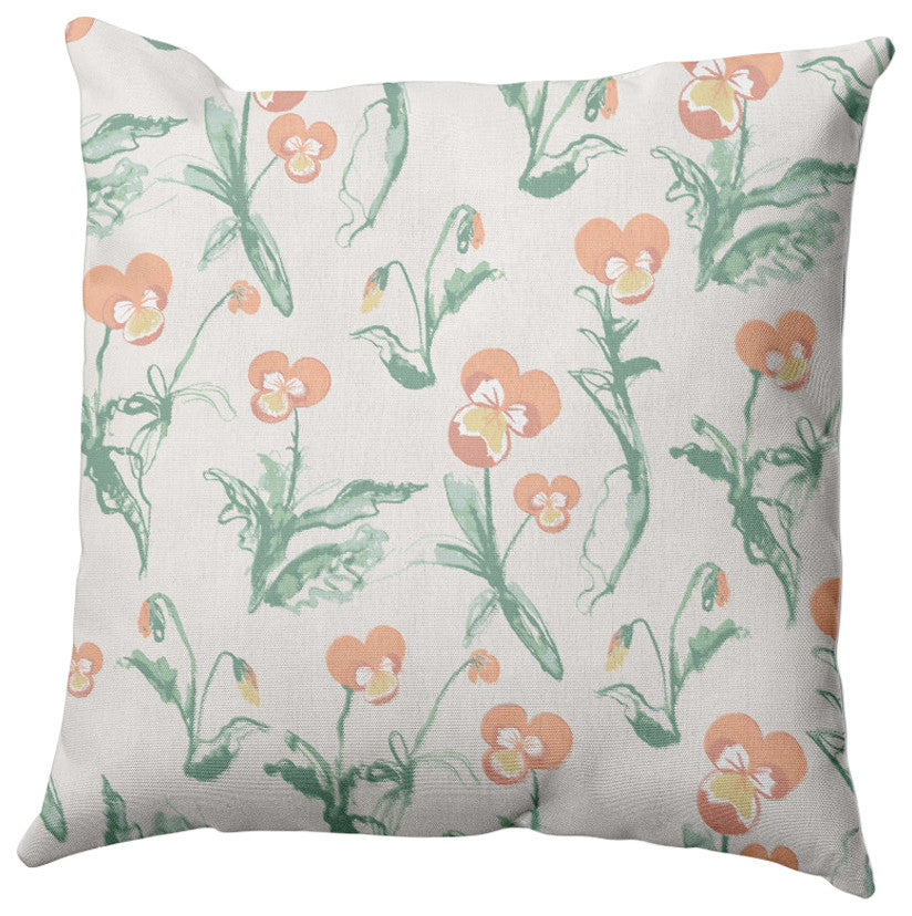 Bunch of Pansies Pillow, Orange, 18"x18"