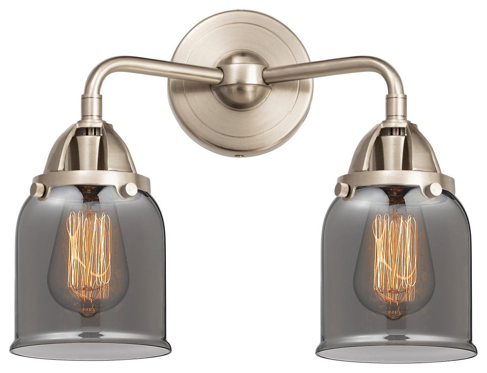 Small Bell Bath Vanity Light, Brushed Satin Nickel, Plated Smoke, Plated Smoke