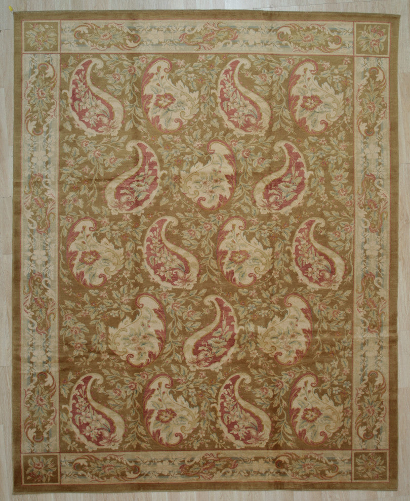 Beige Transitional Floral Spanish Style Area Rug