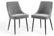 Side Dining Chair, Set of 2, Fabric, Metal, Black Gray, Modern, Cafe Bistro