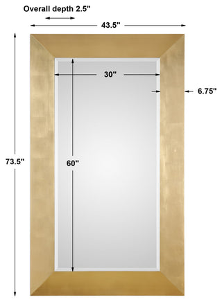 Uttermost Chaney Pine Glass and MDF Wood Decorative Mirror in Gold