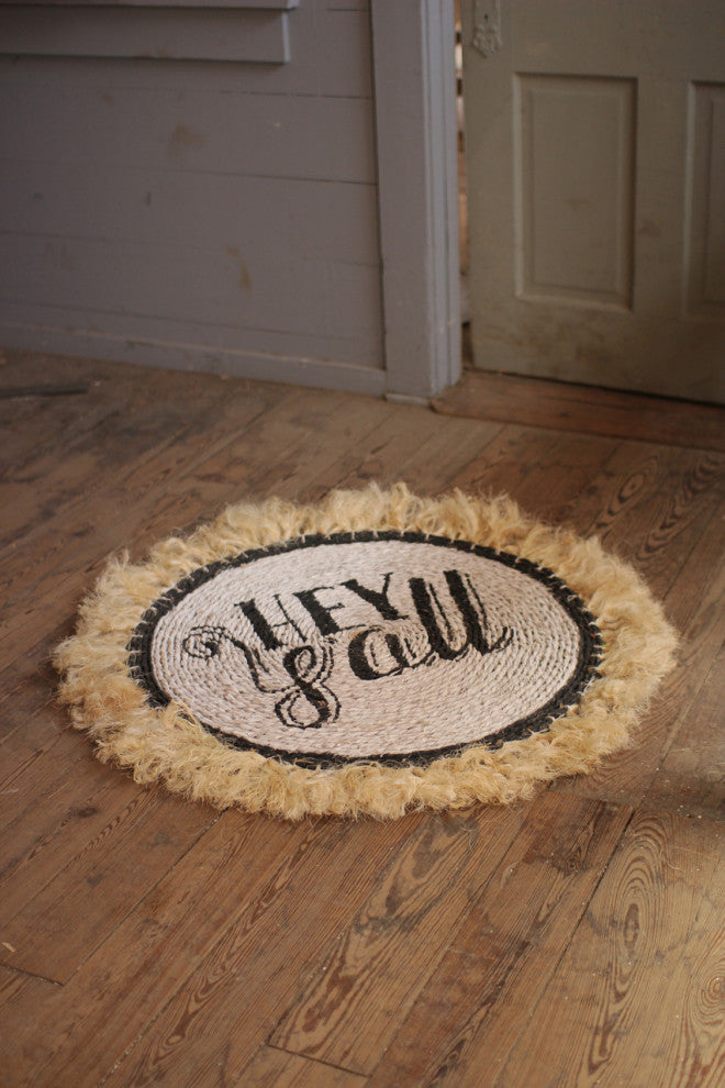 Kalalou A6007 Seagrass Hey Yall Rug With Sisal Border
