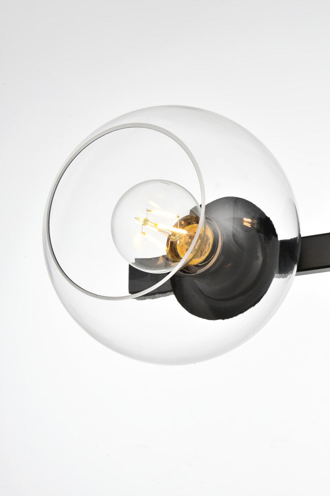 4 Light Black And Clear Bath Sconce
