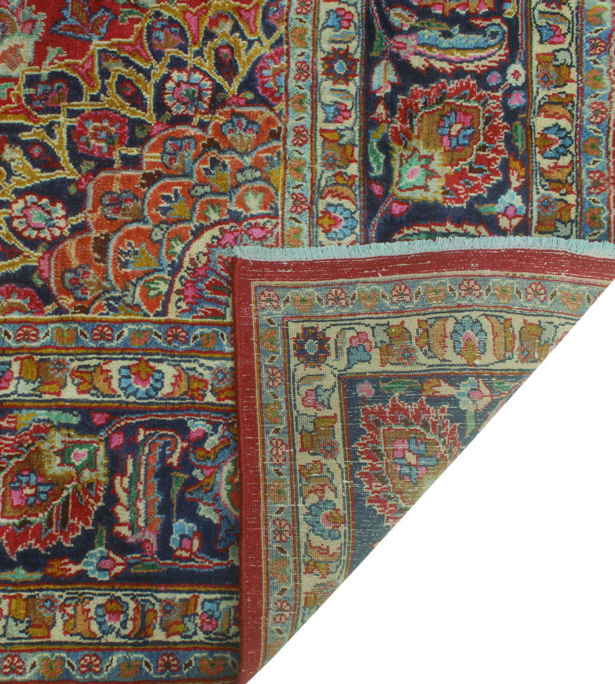 Fine Vintage Distressed Coby Red/Navy Rug, 9'6 x 13'4