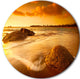 Sun Tinted Beach, Photography Round Metal Wall Art, 11"