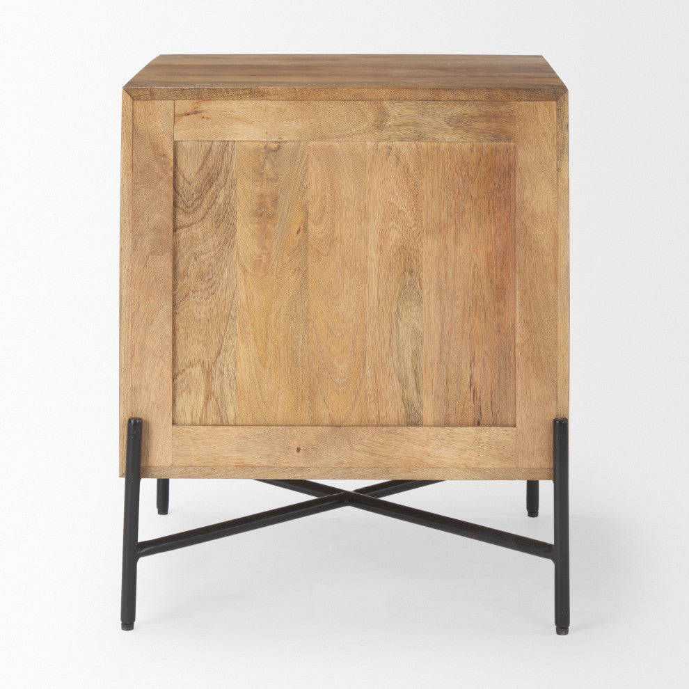 Cairo Light Brown Solid Wood 2 Drawer Accent table