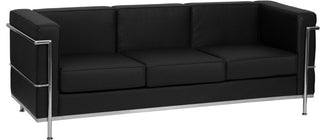 HERCULES Regal Series Contemporary Black LeatherSoft Sofa with Encasing Frame