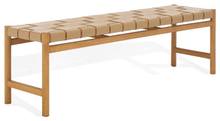 Safavieh Couture Devnie Woven Leather Bench, Tan/Natural