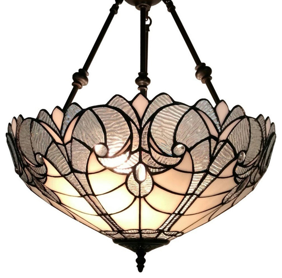 Tiffany Style 2 Light Vintage Pendant Lamp 18" Wide