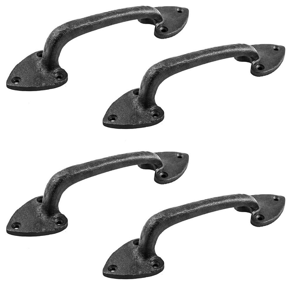 4 Door Pulls Black Wrought Iron Heart Shaped Set of 4 |