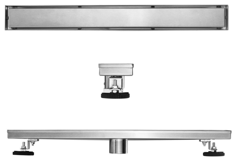 HEATGENE Linear Shower Drain Stainless Steel Rectangle Shower Drain, Brush, 48"