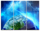 "Planet Earth in Universe" Glossy Metal Wall Art, 3 Panels, 36"x28"