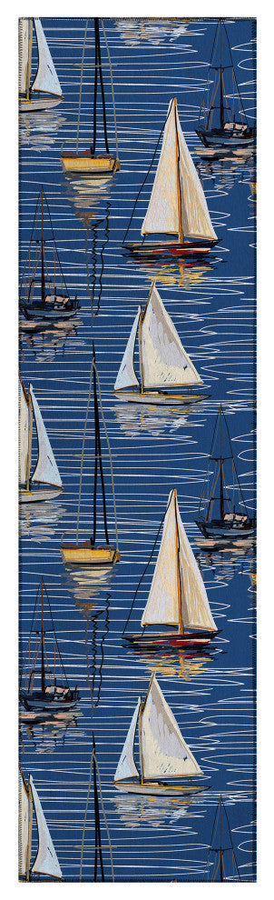 Indoor/Outdoor Harbor HA8 Navy Machine Washable 2'3" x 7'6" Runner Rug