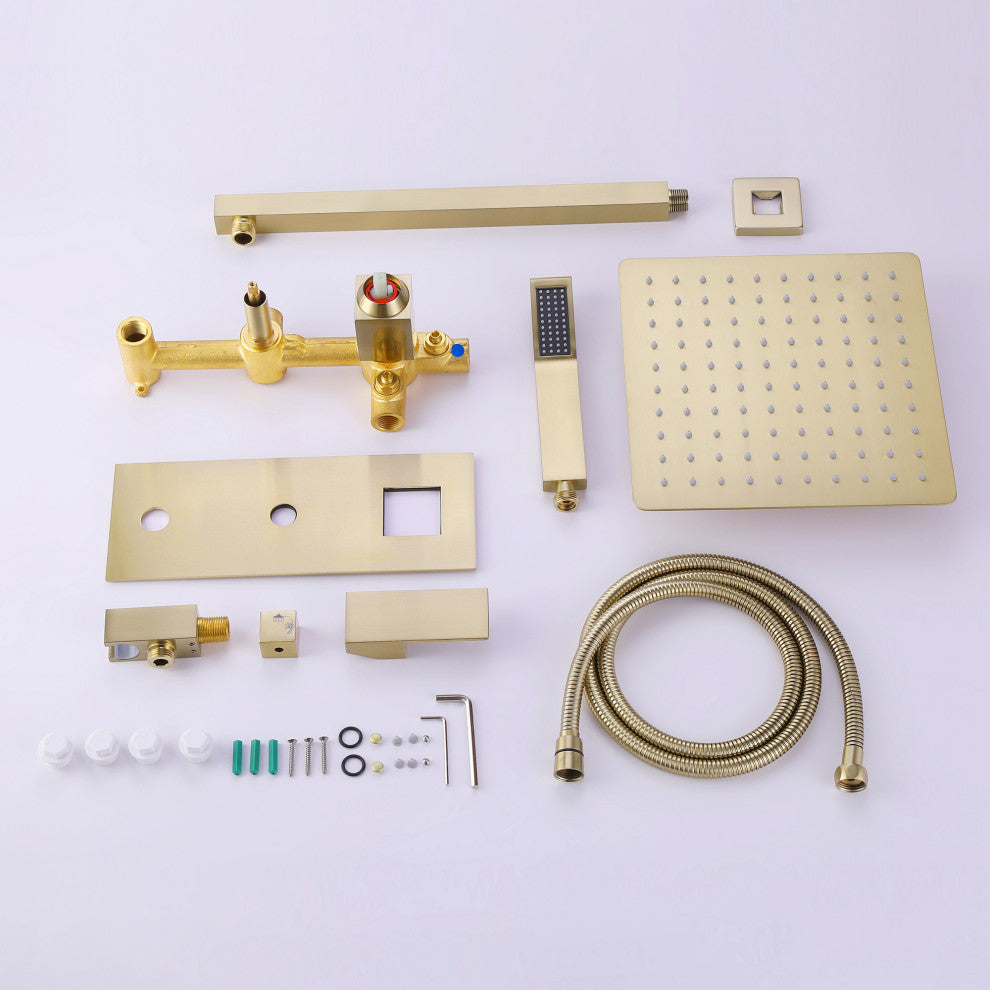Pressure Balanced Shower System with Rough-In Valve & 10Inch Showerhead, Brushed