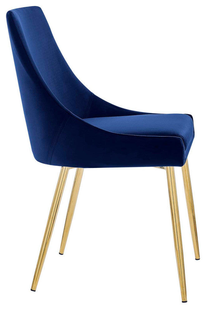 Viscount Performance Velvet Dining Chairs Set of 2 Gold Navy