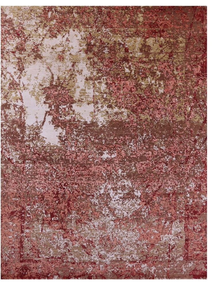 8' 9" X 11' 9" Wool & Silk Abstract Handmade Rug - Q13072
