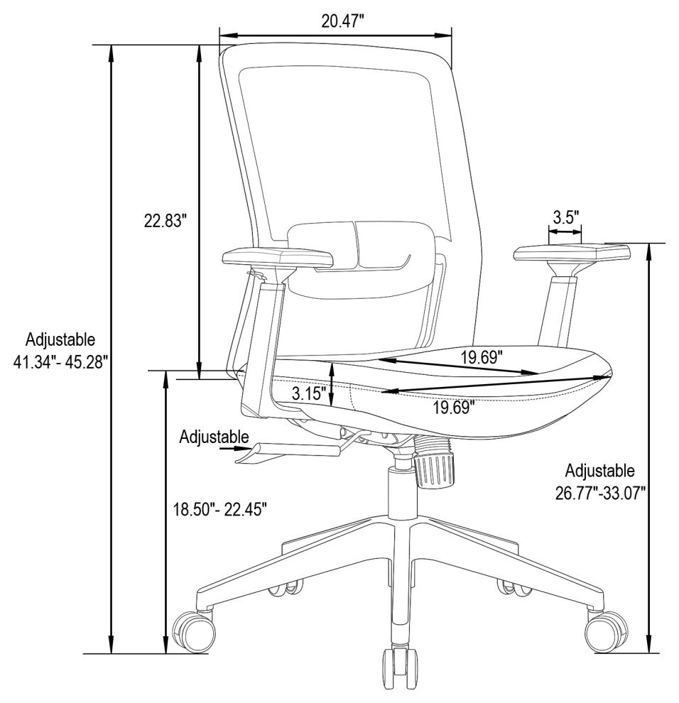 LeisureMod Ingram Modern Mesh Office Task Chair With Adjustable Armrests, Green/Green