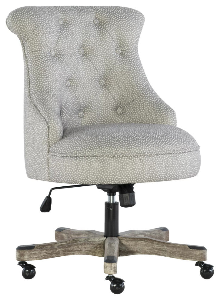 Classic Office Chair, Swivel Design & Diamond Button Tufted Back, Light Gray