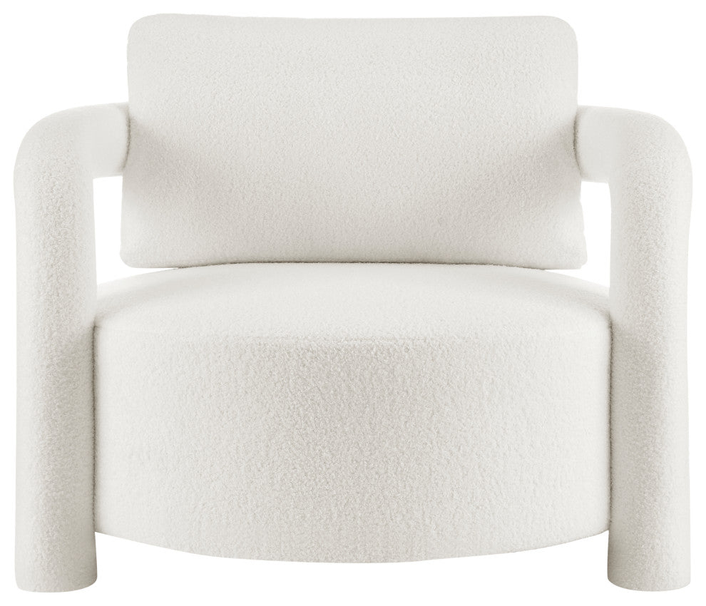 Maisie Faux Shearling Accent Arm Chair, Wilmont White