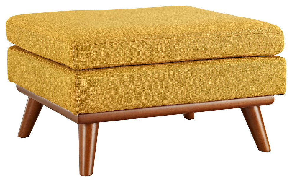 Modern Contemporary Fabric Ottoman , Orange, Fabric