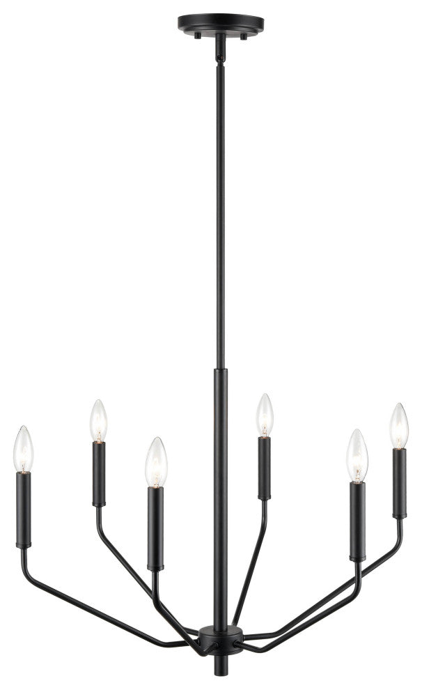 Laurell 6-Light 24" Matte Black Chandelier