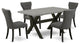 5-Piece Dining Set, 4 Chairs and Table With Cement Color Table Top, Black