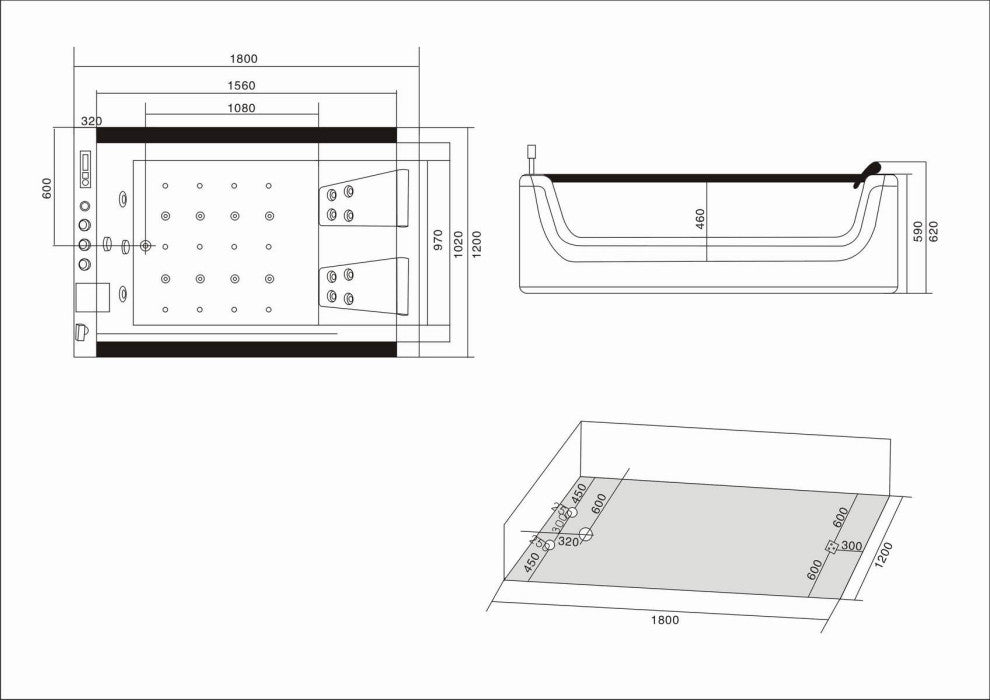Freestanding Hot Tub 71"x47" Whirlpool Tub Double Pump, Positano