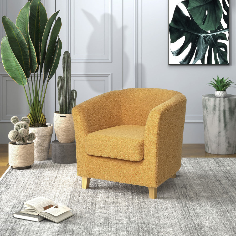 GDF Studio Kenta Contemporary Upholstered Fabric Club Chair, Mustard Yellow